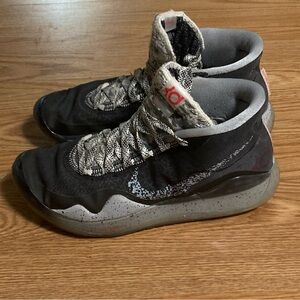 Nike Black and Gray KD 12 “Wolf Black” High-Top Sneakers, size 6 AR4229-02